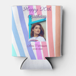 Happy 20th Birthday rainbow rustic boho lines phot Dosenkühler