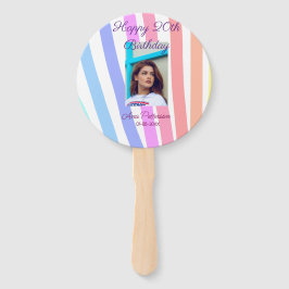 Happy 20th Birthday rainbow rustic boho lines phot Fächer