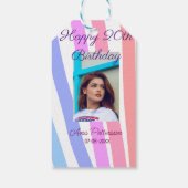 Happy 20th Birthday rainbow rustic boho lines phot Geschenkanhänger (Rückseite)