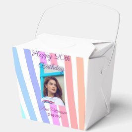 Happy 20th Birthday rainbow rustic boho lines phot Geschenkschachtel