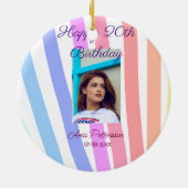 Happy 20th Birthday rainbow rustic boho lines phot Keramik Ornament (Hinten)