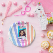 Happy 20th Birthday rainbow rustic boho lines phot Pappteller (Party)