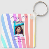 Happy 20th Birthday rainbow rustic boho lines phot Schlüsselanhänger (Rückseite)
