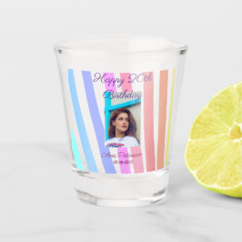 Happy 20th Birthday rainbow rustic boho lines phot Schnapsglas