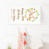 Happy 20th Birthday red add name monogram wreath Banner (Insitu)