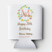 Happy 20th Birthday red add name monogram wreath Dosenkühler (Rückseite)