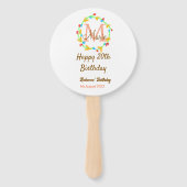 Happy 20th Birthday red add name monogram wreath Fächer (Rückseite)