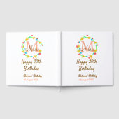 Happy 20th Birthday red add name monogram wreath Gästebuch (Voll)