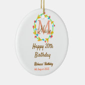 Happy 20th Birthday red add name monogram wreath Keramik Ornament (Rechts)