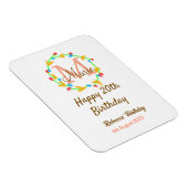 Happy 20th Birthday red add name monogram wreath Magnet (Rechte Seite)