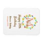 Happy 20th Birthday red add name monogram wreath Magnet (Horizontal)