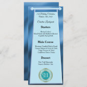 Happy 21. Geburtstag Aquamarin Blue Glitzer Foil Menükarte (Vorne/Hinten)