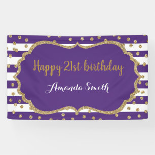 Happy 21. Geburtstag Banner Lila Gold Glitzer