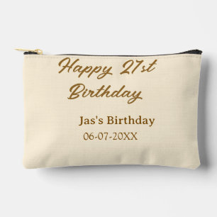 Happy 21. Geburtstag braun Pastell gelb Name Datum Zubehörtasche