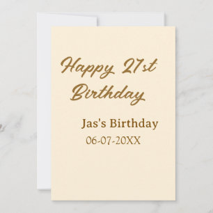 Happy 21. Geburtstag braun pastellgelb Name Datum Einladung