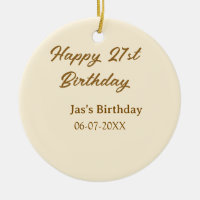 Happy 21. Geburtstag braun pastellgelb Name Datum