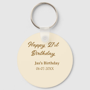 Happy 21. Geburtstag braun pastellgelb Name Datum Schlüsselanhänger