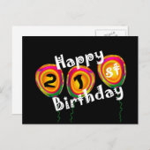 Happy 21. Geburtstag Bunte Ballons Postkarte (Vorne/Hinten)