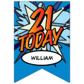 HAPPY 21 GEBURTSTAG Comic Pop Kunst Wimpelkette (Erste Fahne)