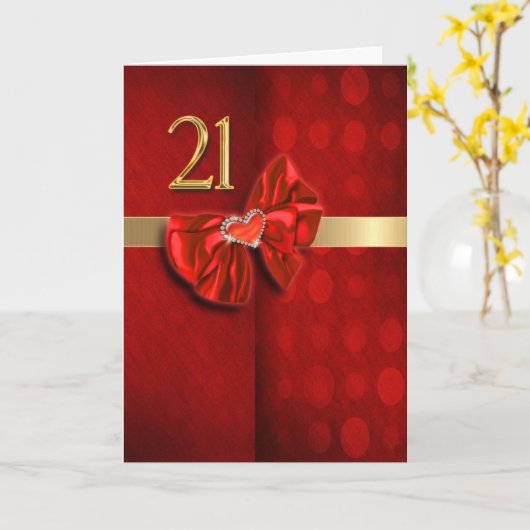 Happy 21. Geburtstag elegantes Herz Karte (Gelbe Blume)