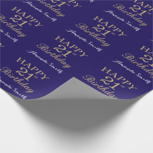 Happy 21. Geburtstag Gold Glitzer und Navy Blue Geschenkpapier