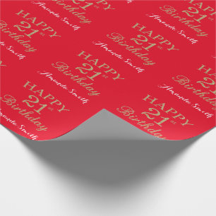 Happy 21. Geburtstag Gold Glitzer und Rot Geschenkpapier