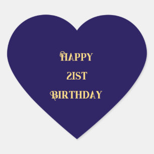 Happy 21. Geburtstag Navy Blue Black 21 Herz-Aufkleber