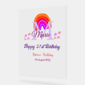 Happy 21. Geburtstag pink hinzufügen Name monogram Acrylschild (Winkel)