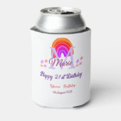 Happy 21. Geburtstag pink hinzufügen Name monogram Dosenkühler (Kanne Rückseite)
