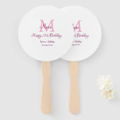 Happy 21. Geburtstag pink hinzufügen Name monogram Fächer (Vorne und Hinten)