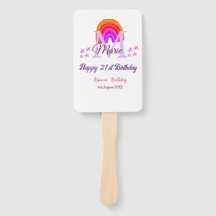 Happy 21. Geburtstag pink hinzufügen Name monogram Fächer