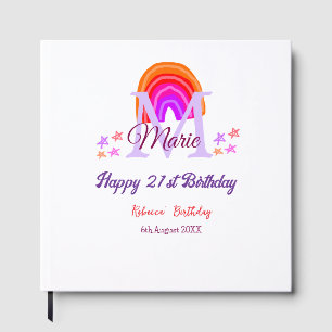 Happy 21. Geburtstag pink hinzufügen Name monogram Gästebuch
