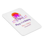 Happy 21. Geburtstag pink hinzufügen Name monogram Magnet (Rechte Seite)