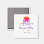 Happy 21. Geburtstag pink hinzufügen Name monogram Magnet (Vorderseite/Rückseite)