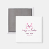 Happy 21. Geburtstag pink hinzufügen Name monogram Magnet (Vorderseite/Rückseite)