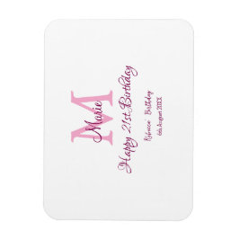 Happy 21. Geburtstag pink hinzufügen Name monogram Magnet