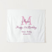 Happy 21. Geburtstag pink hinzufügen Name monogram Wandteppich (Vorderseite (Horizontal))