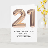 Happy 21. Geburtstag Rose Gold Girl Personalisiert Karte (Gelbe Blume)