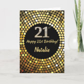 Happy 21st Birthday Black and Gold Glitter Card Karte (Vorderseite)