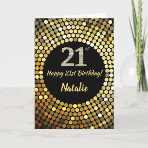 Happy 21st Birthday Black and Gold Glitter Card Karte