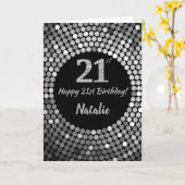 Happy 21st Birthday Black and Silver Glitter Card Karte (Gelbe Blume)