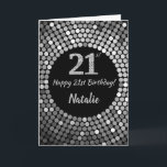 Happy 21st Birthday Black and Silver Glitter Card Karte<br><div class="desc">Happy 21st Birthday Black and Silver Glitter Card with personalized name. For further customization,  please click the "Customize it" button and use our design tool to modify this template.</div>