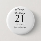 Happy 21st birthday bold letter simple name minima button (Vorderseite)