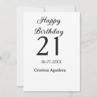 Happy 21st birthday bold letter simple name minima einladung