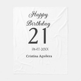 Happy 21st birthday bold letter simple name minima fleecedecke