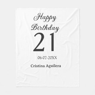 Happy 21st birthday bold letter simple name minima fleecedecke