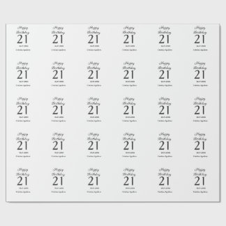 Happy 21st birthday bold letter simple name minima geschenkpapier