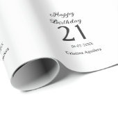 Happy 21st birthday bold letter simple name minima geschenkpapier (Rolleneckpunkt)