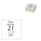 Happy 21st birthday bold letter simple name minima gummistempel (Stempel)