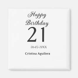Happy 21st birthday bold letter simple name minima magnet